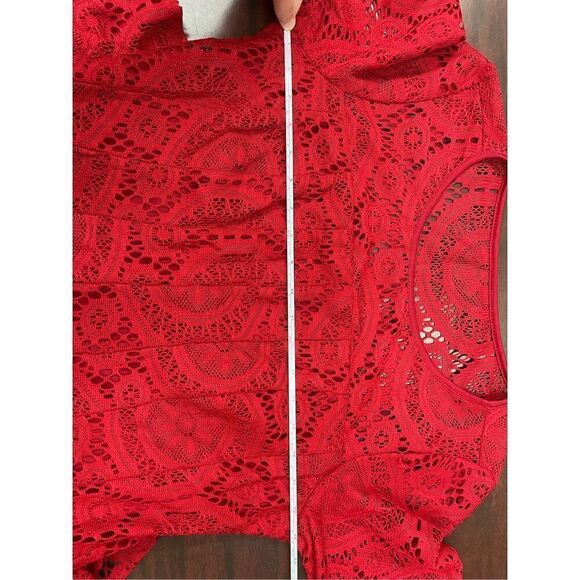 NWT Chris McLaughlin Size 14 Red Lace Short Sleeve Dress - Picture 6 of 7